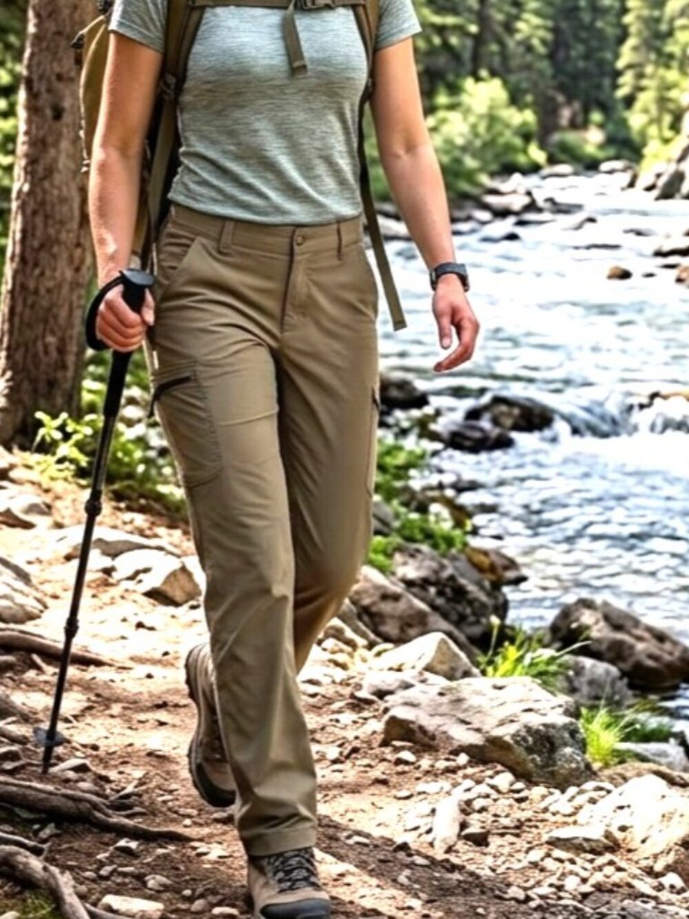 Mier Womens Action Adventure Pants 8 Green Stretch Hiking Outdoors